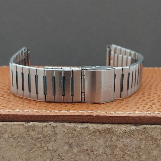 Vintage 19mm Hamilton Stainless & Steel & Blue NOS Unused Classic Watch Band