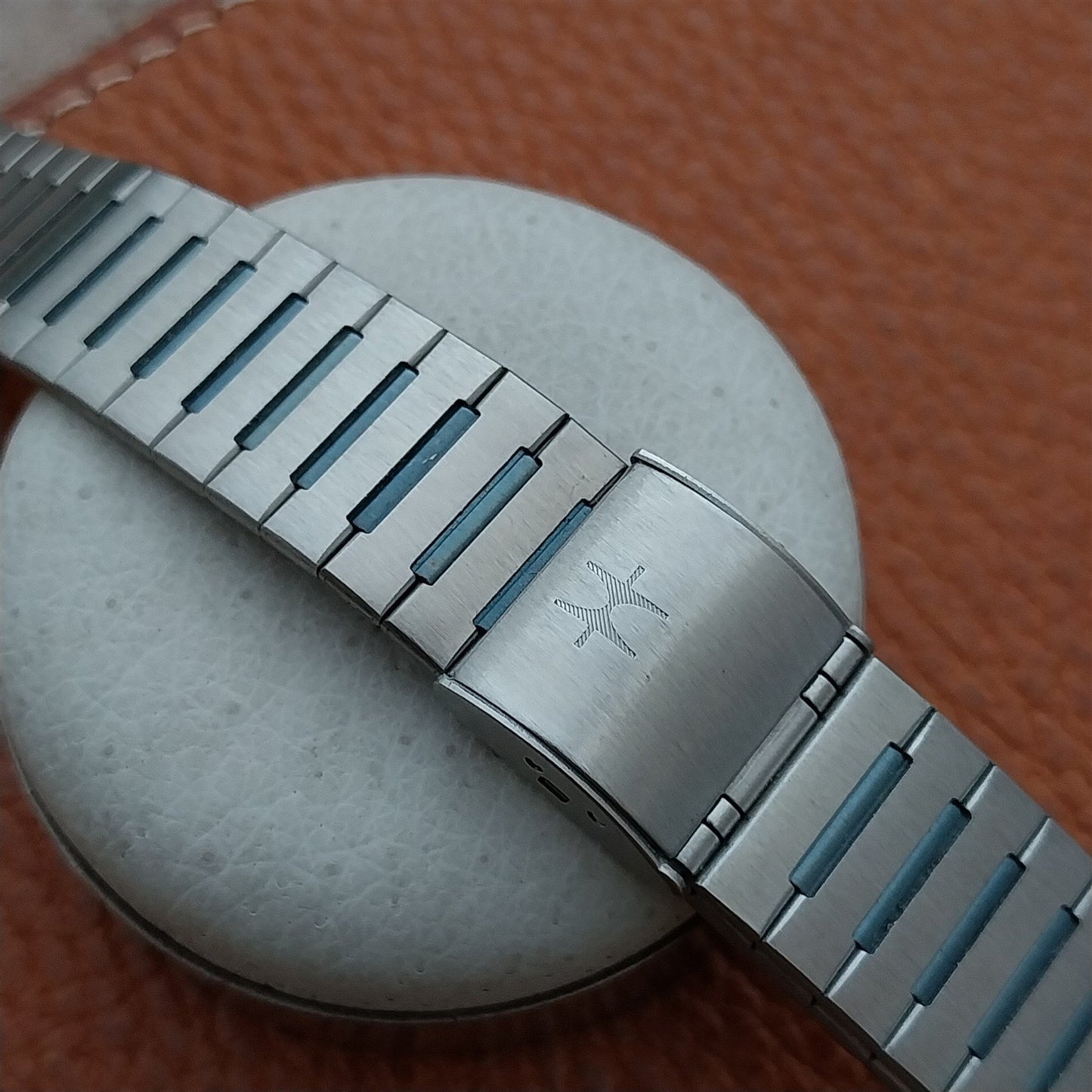 Vintage 19mm Hamilton Stainless & Steel & Blue NOS Unused Classic Watch Band