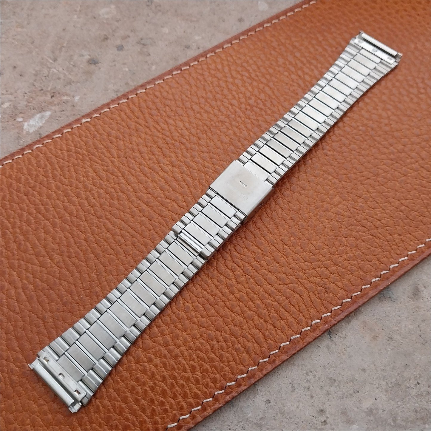 Vintage 19mm Hamilton Stainless & Steel & Blue NOS Unused Classic Watch Band
