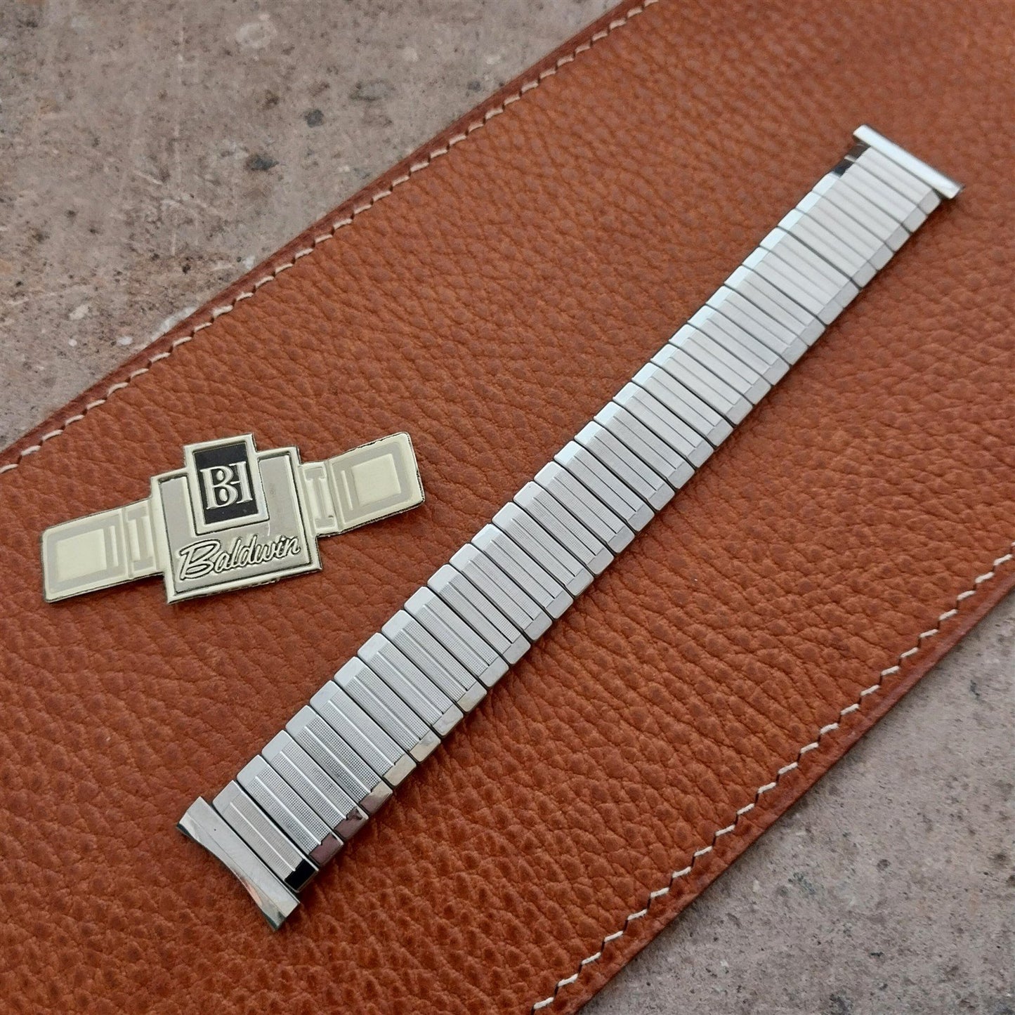 18mm 17mm Baldwin Stainless Steel Expansion nos 1960s Vintage Watch Band