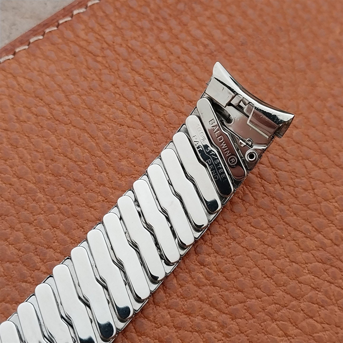 Vintage 16mm 17mm 17.2m 60s Baldwin Stainless Classic Stretch Unused Watch Band