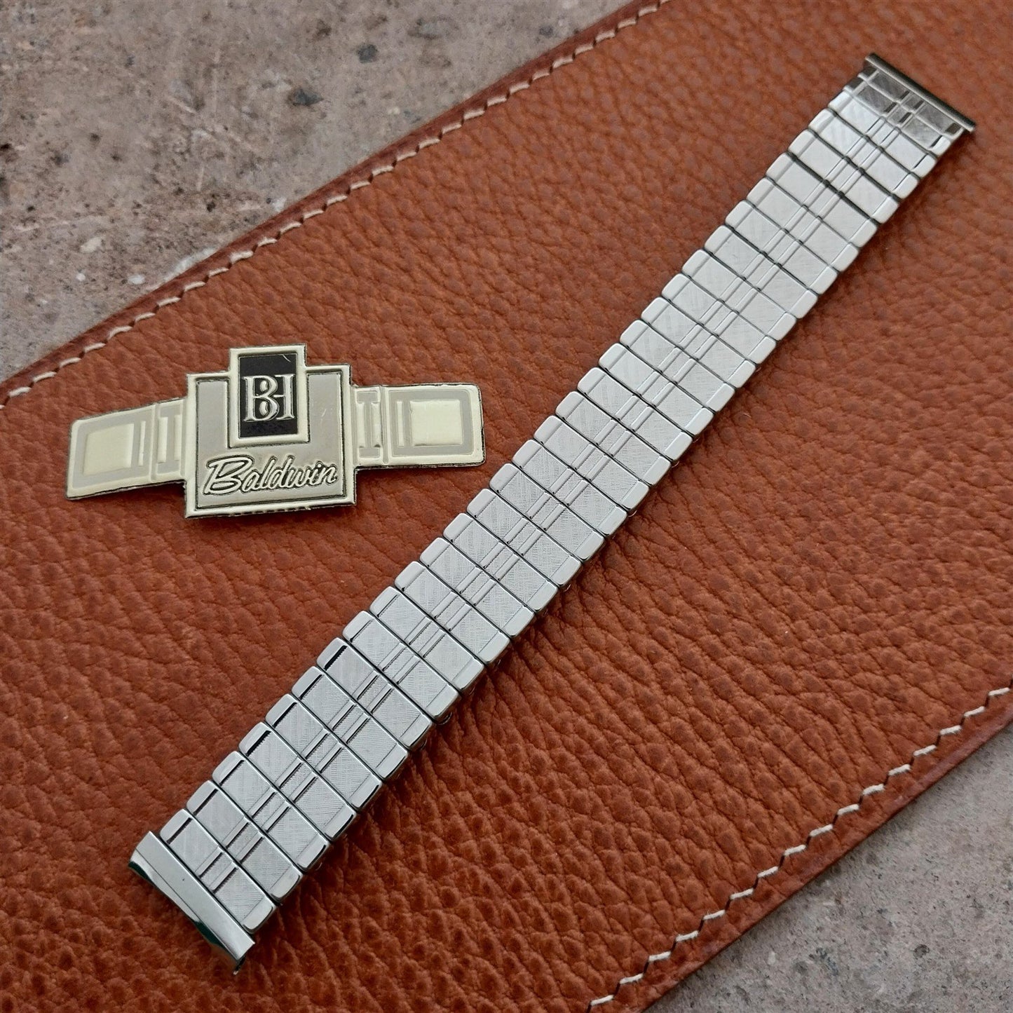 Vintage 16mm 17mm 17.2m 60s Baldwin Stainless Classic Stretch Unused Watch Band