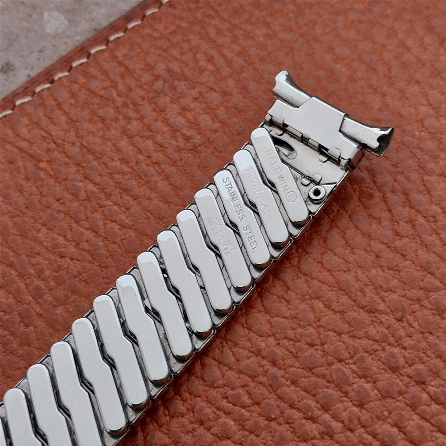18mm 19mm 20mm Baldwin Stainless Steel Stretch nos 1960s Vintage Watch Band