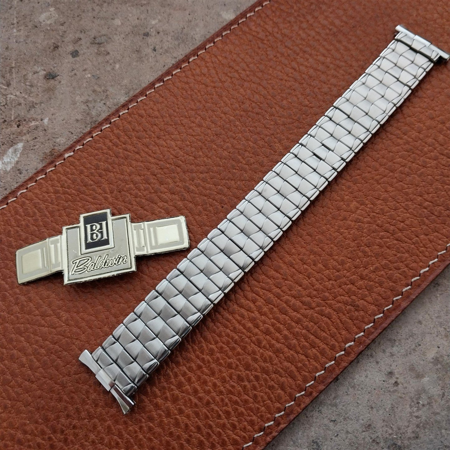 18mm 19mm 20mm Baldwin Stainless Steel Stretch nos 1960s Vintage Watch Band