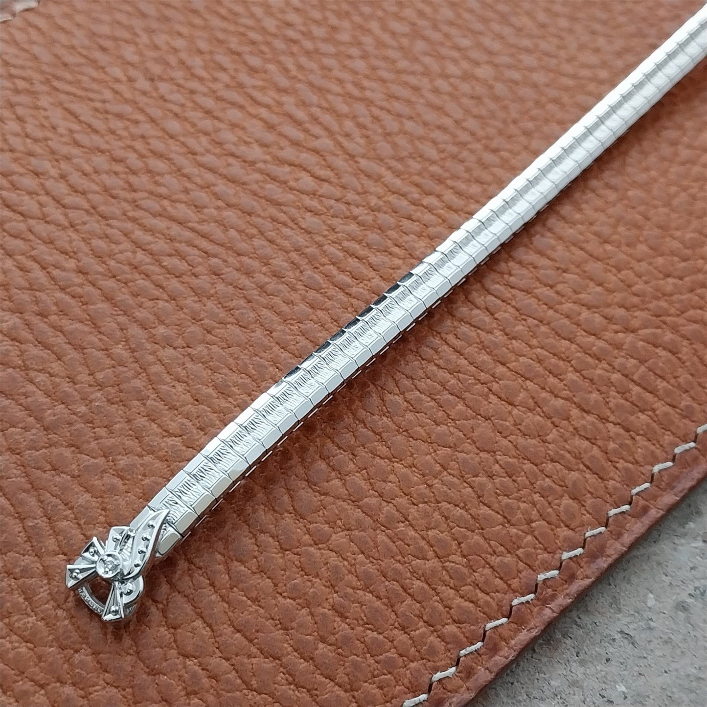Ladies White Gold RGP & Diamond Speidel Unused Vintage Cocktail Watch Band