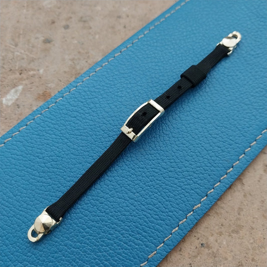 Vintage 1960s Womens Black Nylon & Gold-Tone Classic Cocktail Watch Strap