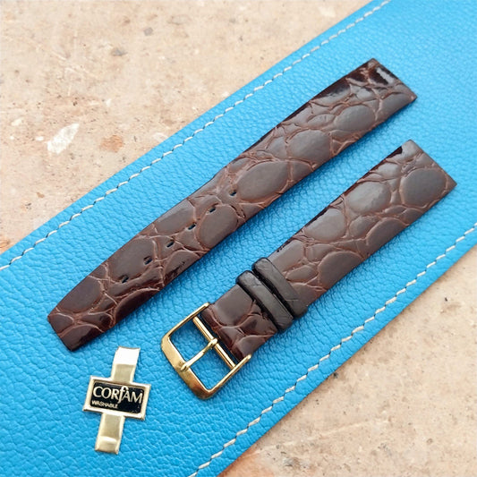 Vintage 18mm Brown Corfam Faux Alligator 18/15 Classic Watch Strap
