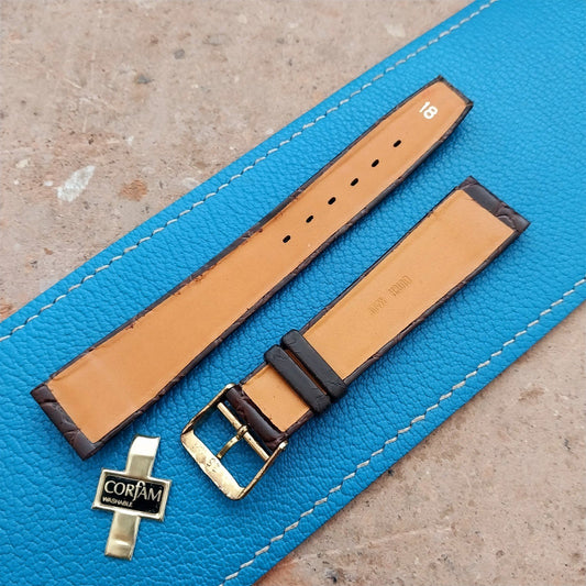 Vintage 18mm Brown Corfam Faux Alligator 18/15 Classic Watch Strap