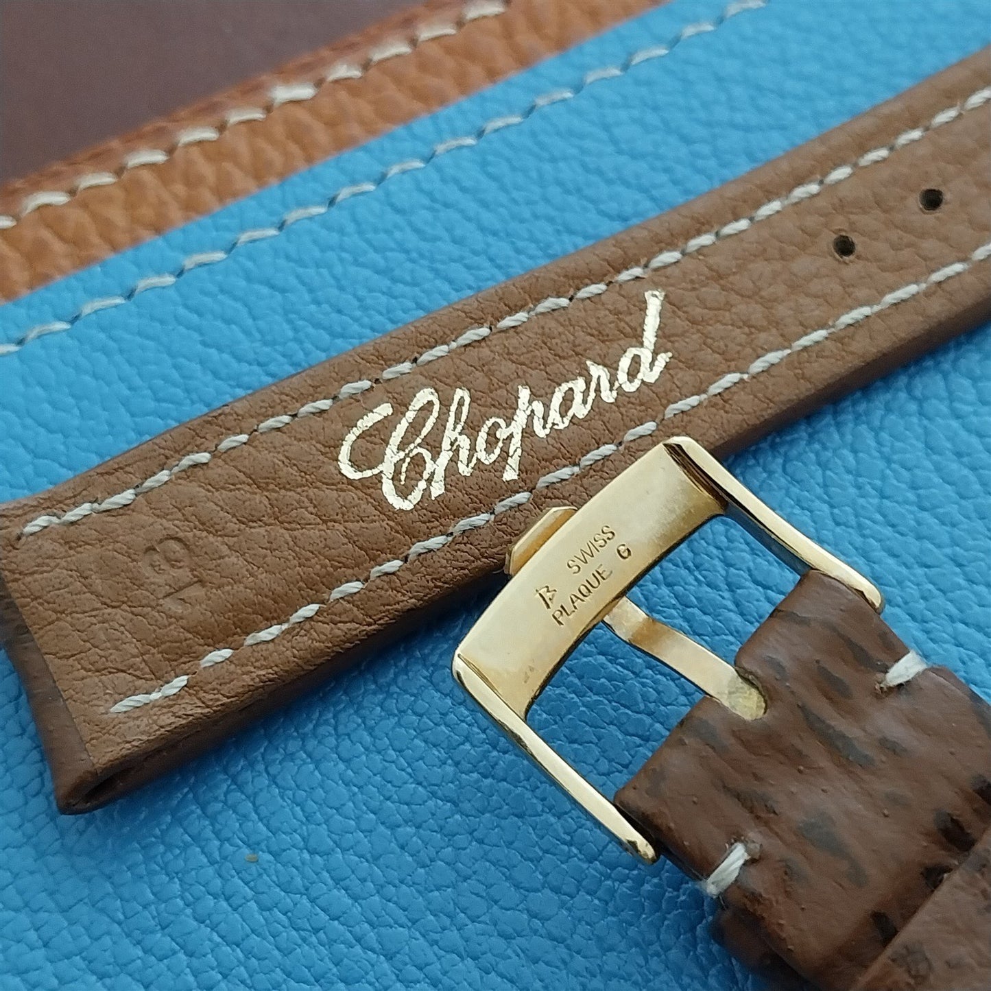 Chopard 18mm Shark Vintage Watch Strap & Gold-Plated C Logo Buckle