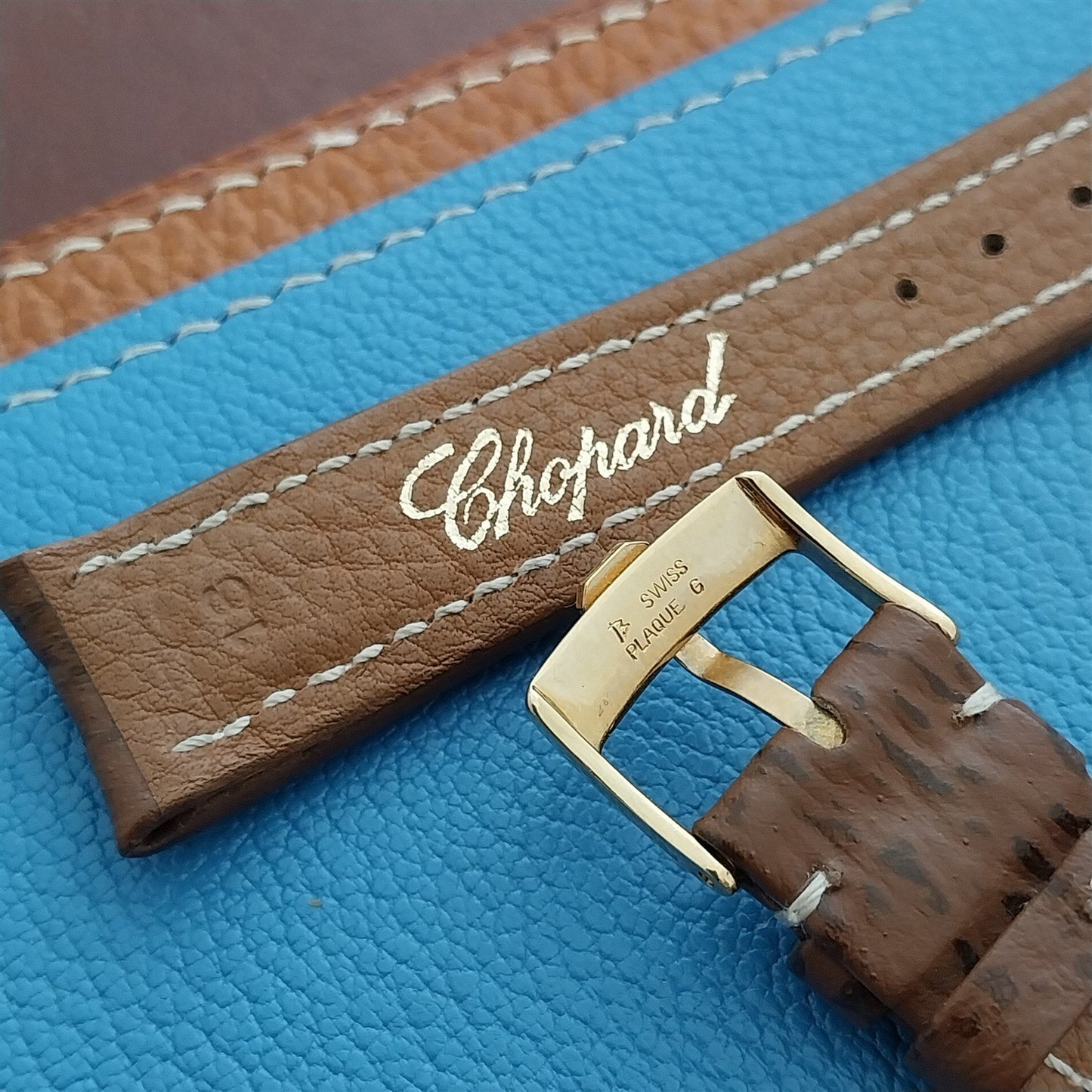 Chopard 18mm Shark Vintage Watch Strap & Gold-Plated C Logo Buckle