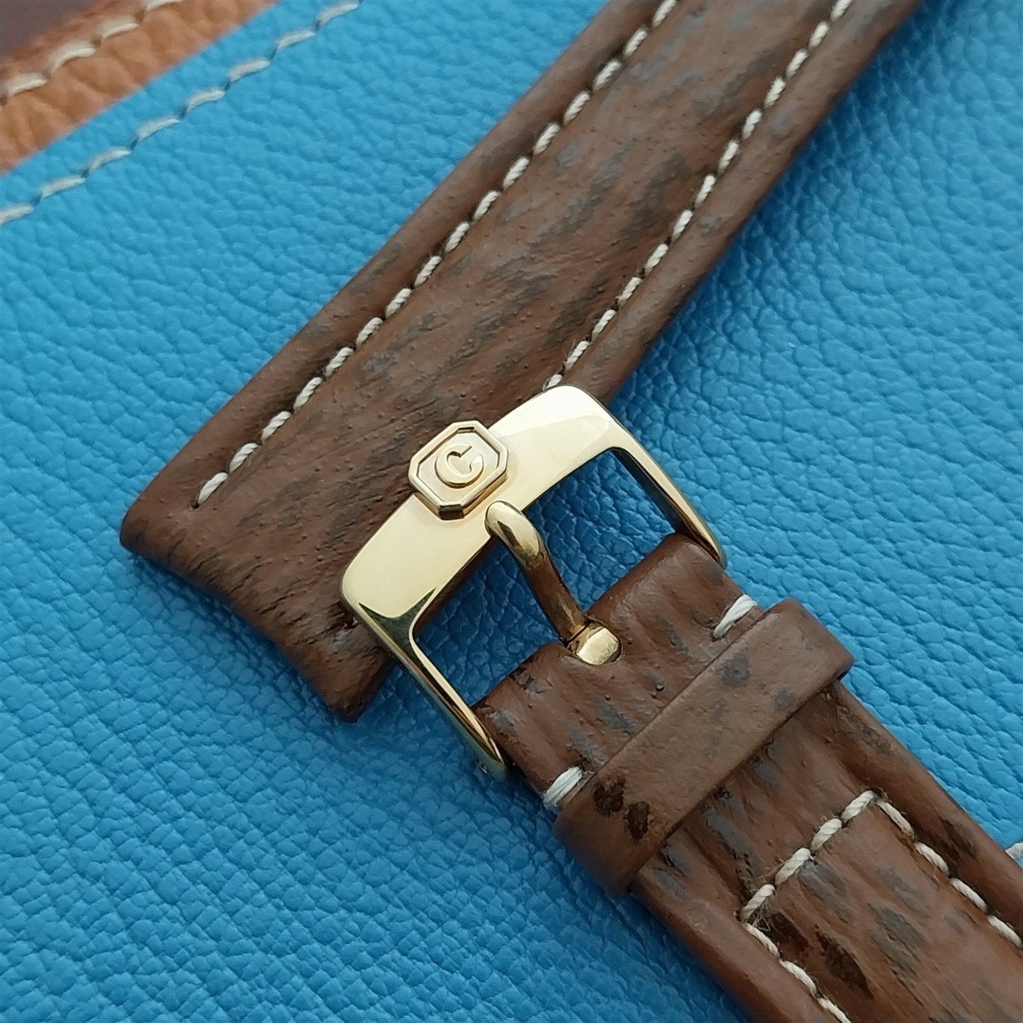 Chopard 18mm Shark Vintage Watch Strap & Gold-Plated C Logo Buckle