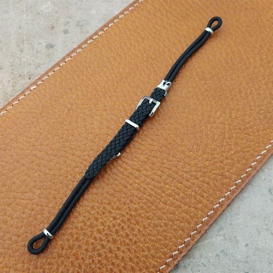 Vintage 1960s Womens Black Nylon & Silver-Tone Cordette Cocktail Watch Strap
