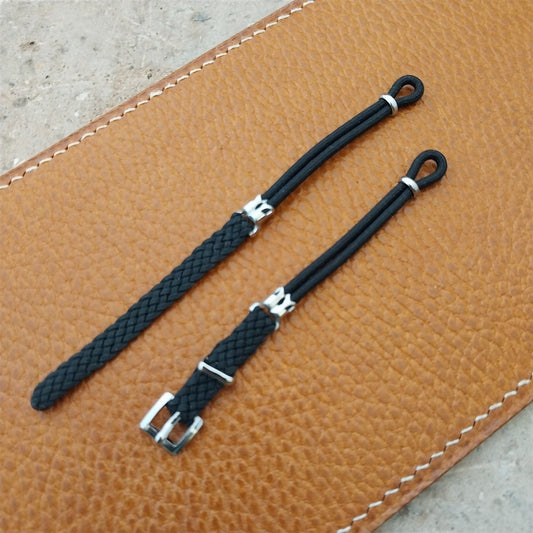 Vintage 1960s Womens Black Nylon & Silver-Tone Cordette Cocktail Watch Strap