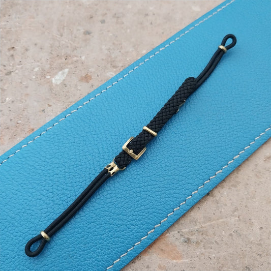 Vintage 1960s Womens Black Nylon & Gold-Tone Cordette Cocktail Watch Strap