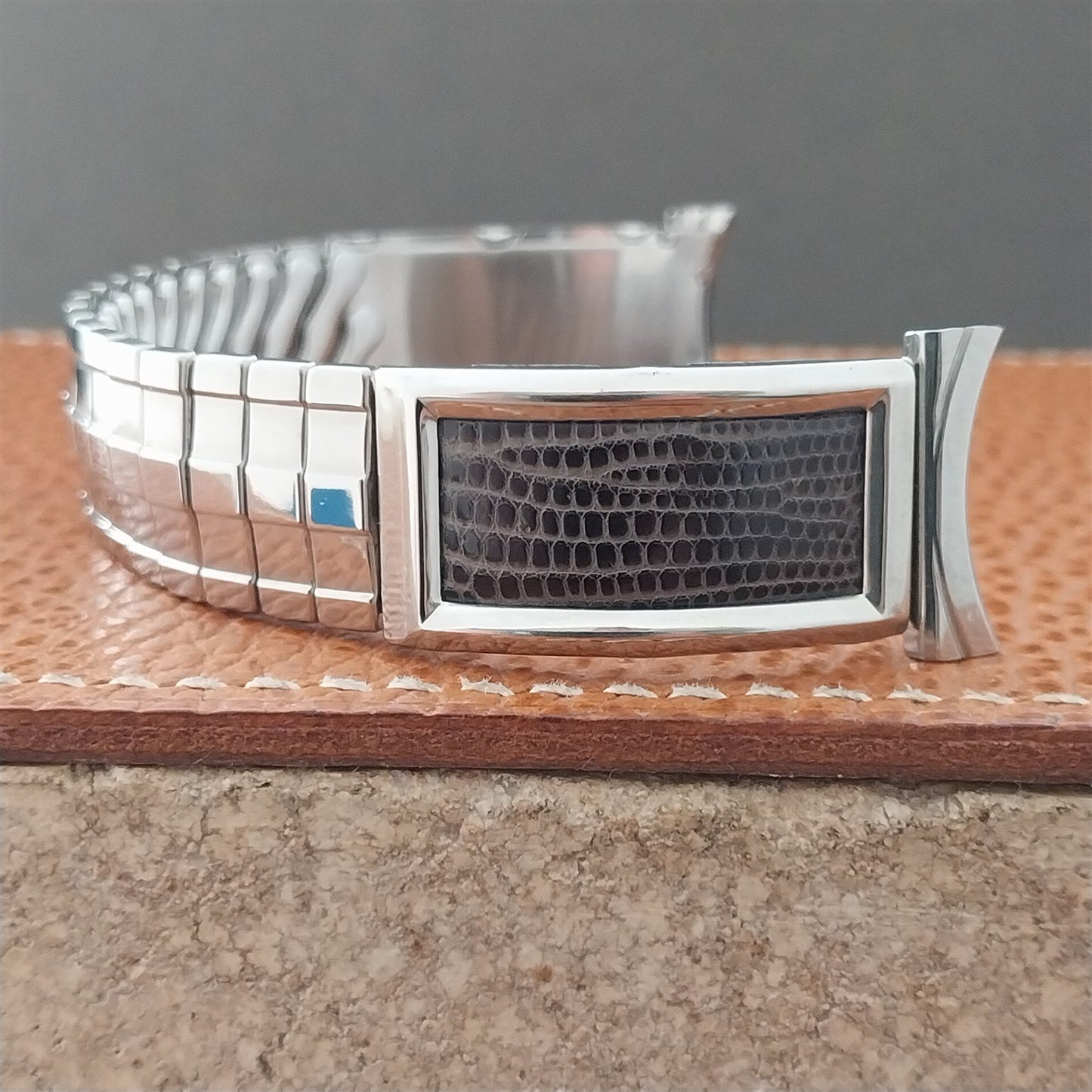 17mm 18mm 19mm Stainless Steel & Lizard Bellavance Vintage Watch Band