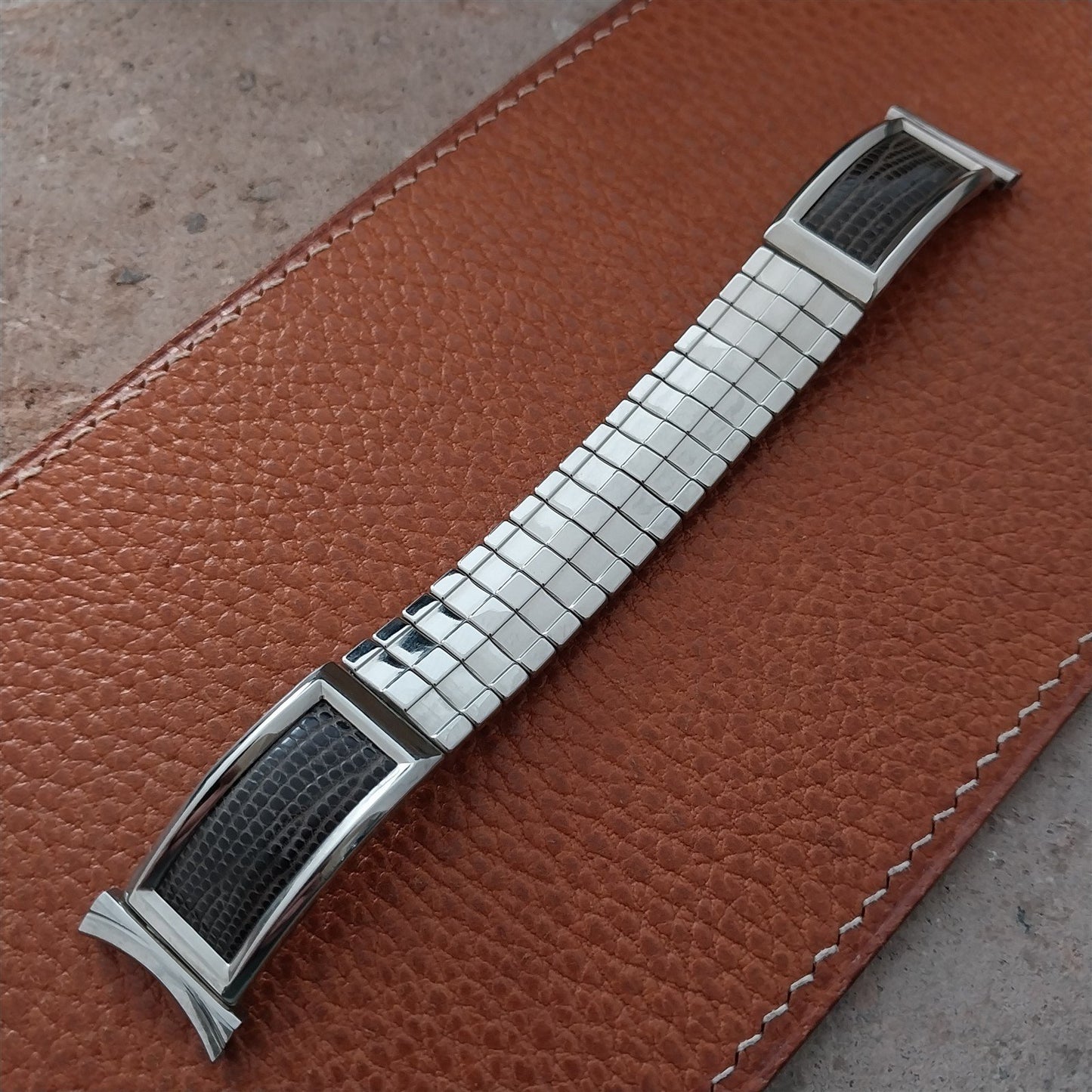 17mm 18mm 19mm Stainless Steel & Lizard Bellavance Vintage Watch Band