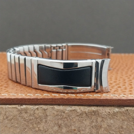 Gemex Baron 5/8" Stainless Steel & Black Unused 1950s Vintage Watch Band