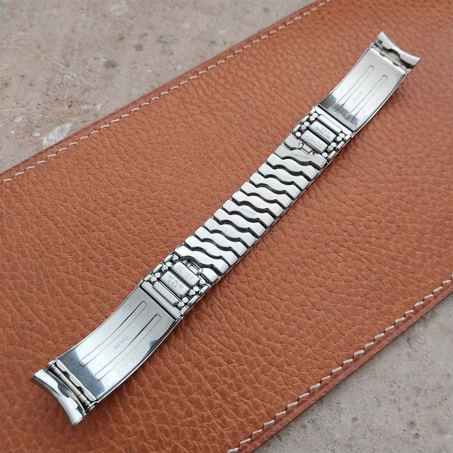 Gemex Baron 5/8" Stainless Steel & Black Unused 1950s Vintage Watch Band