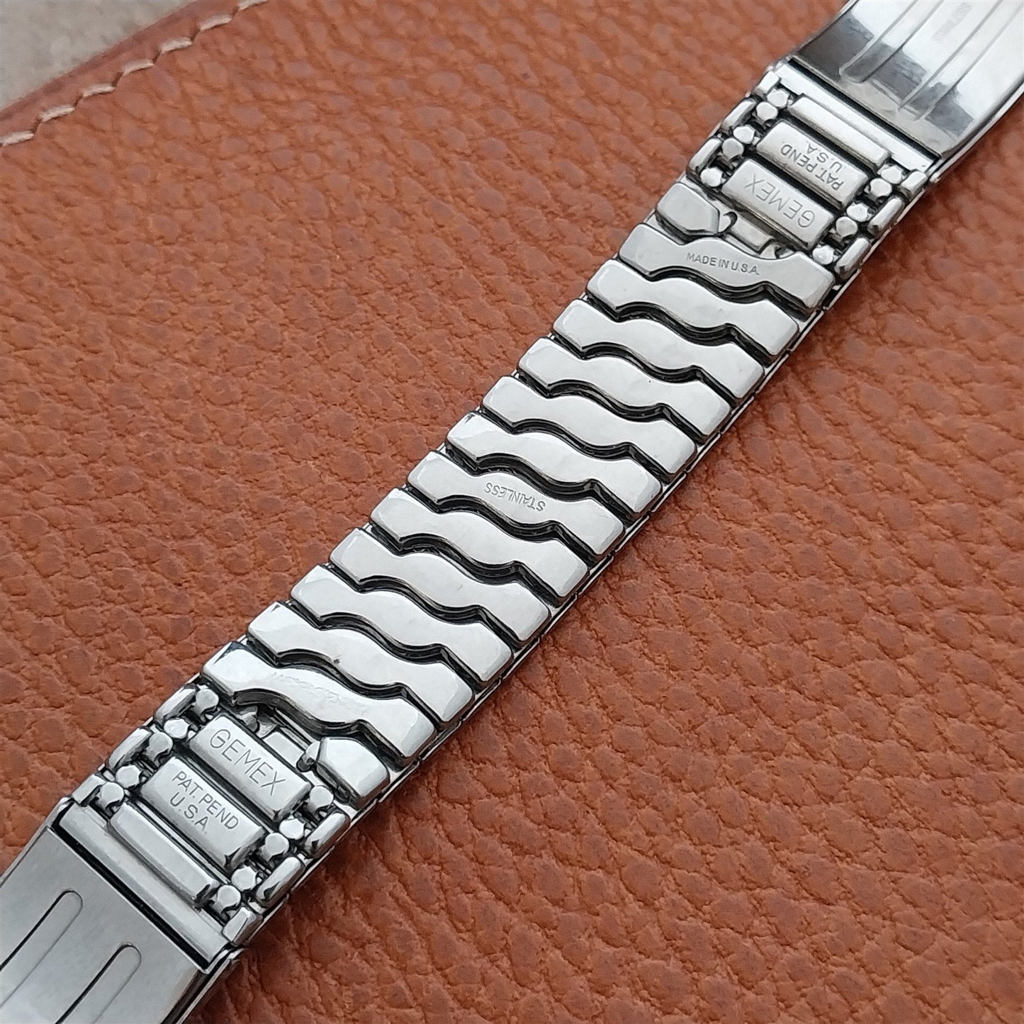 Gemex Baron 5/8" Stainless Steel & Black Unused 1950s Vintage Watch Band