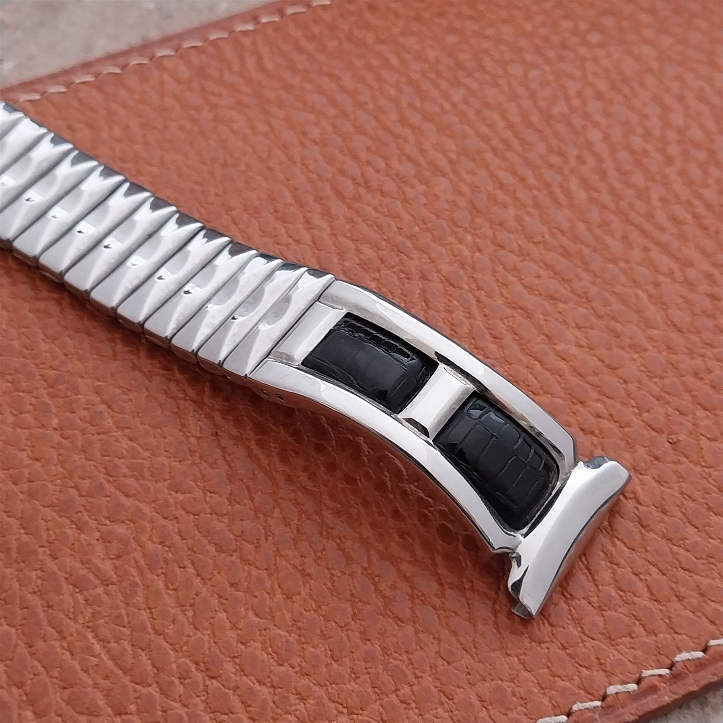 Pontiac Stainless Steel & Faux Alligator Unused 1950s Vintage Watch Band