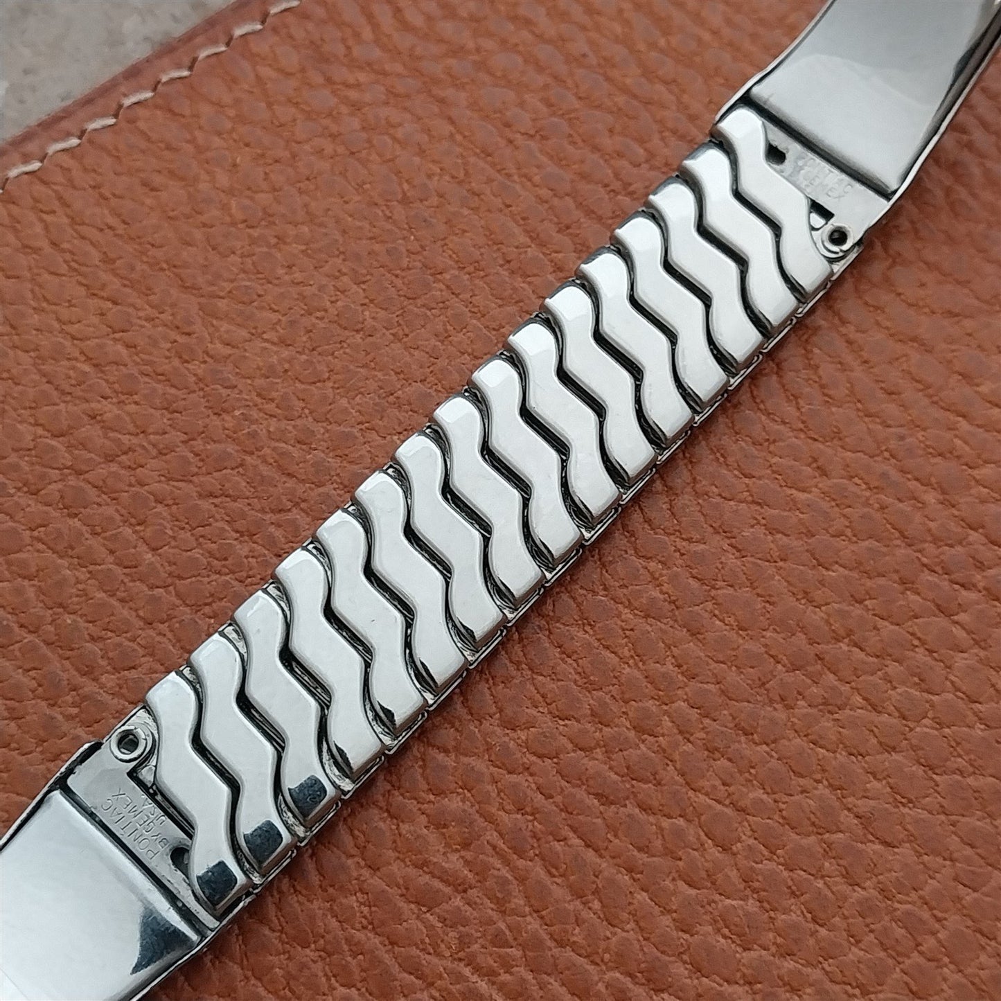 Pontiac Stainless Steel & Faux Alligator Unused 1950s Vintage Watch Band