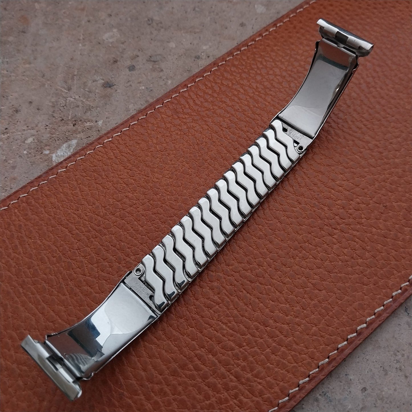 Pontiac Stainless Steel & Faux Alligator Unused 1950s Vintage Watch Band
