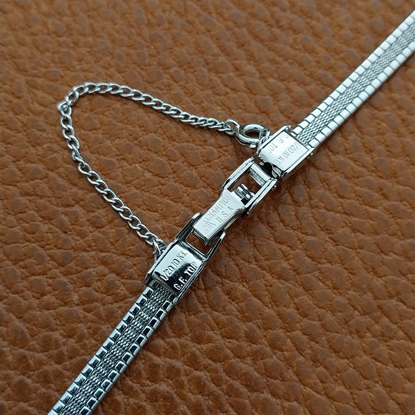 50s Vintage Ladies Short White Gold-Fill JB Champion Unused Cocktail Watch Band