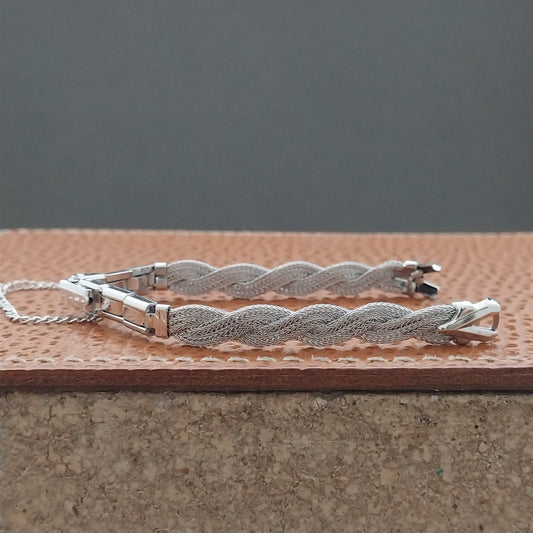 Speidel White Gold-Fill Mesh Unused 1970s Vintage Ladies Cocktail Watch Band