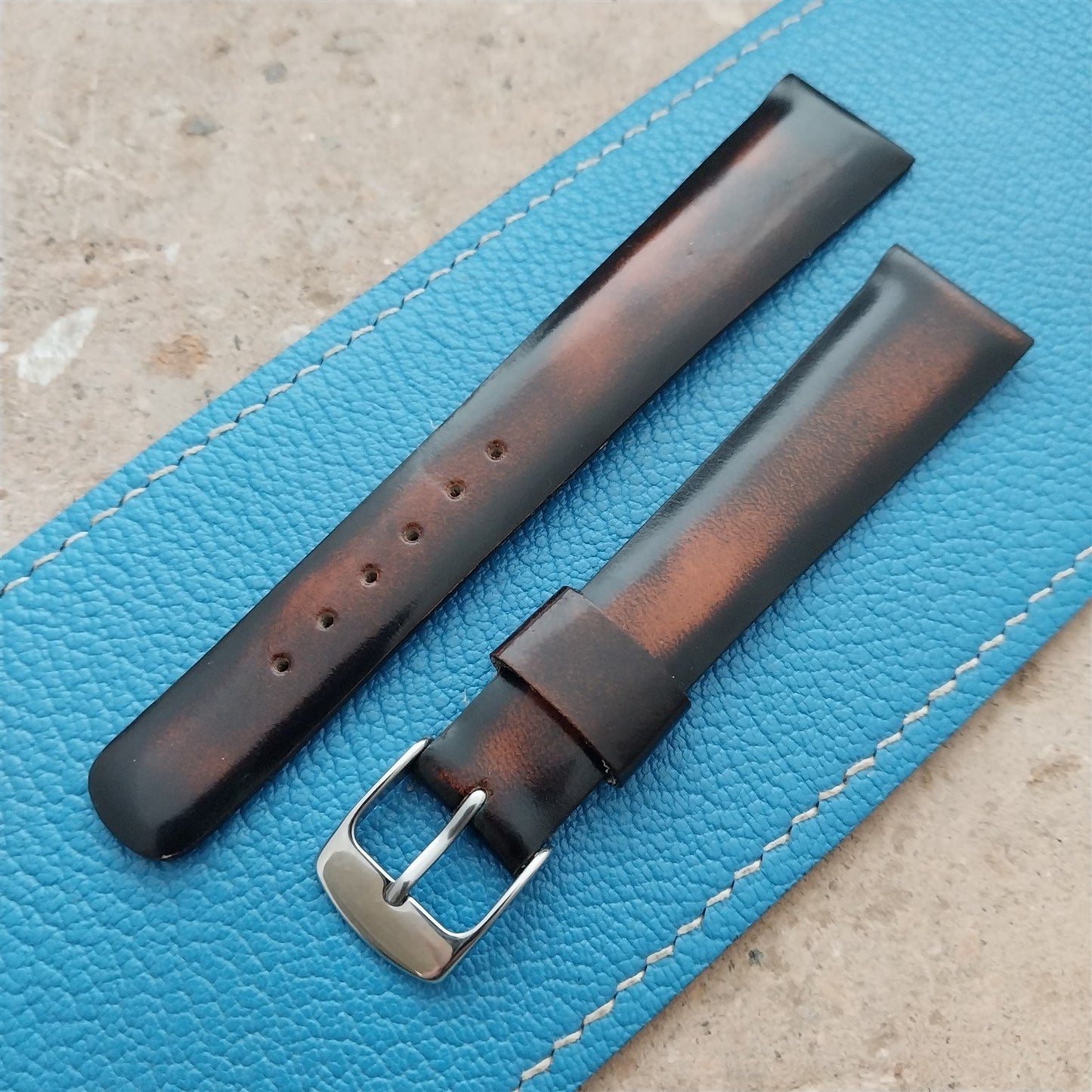 18mm Alexander France Antica Brown Fade Leather 1960s Vintage Unused Watch Strap
