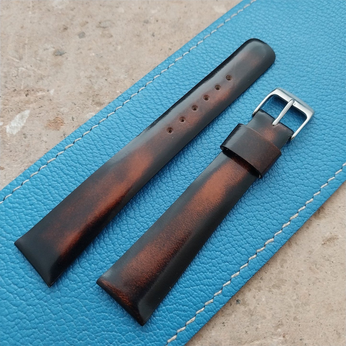 18mm Alexander France Antica Brown Fade Leather 1960s Vintage Unused Watch Strap