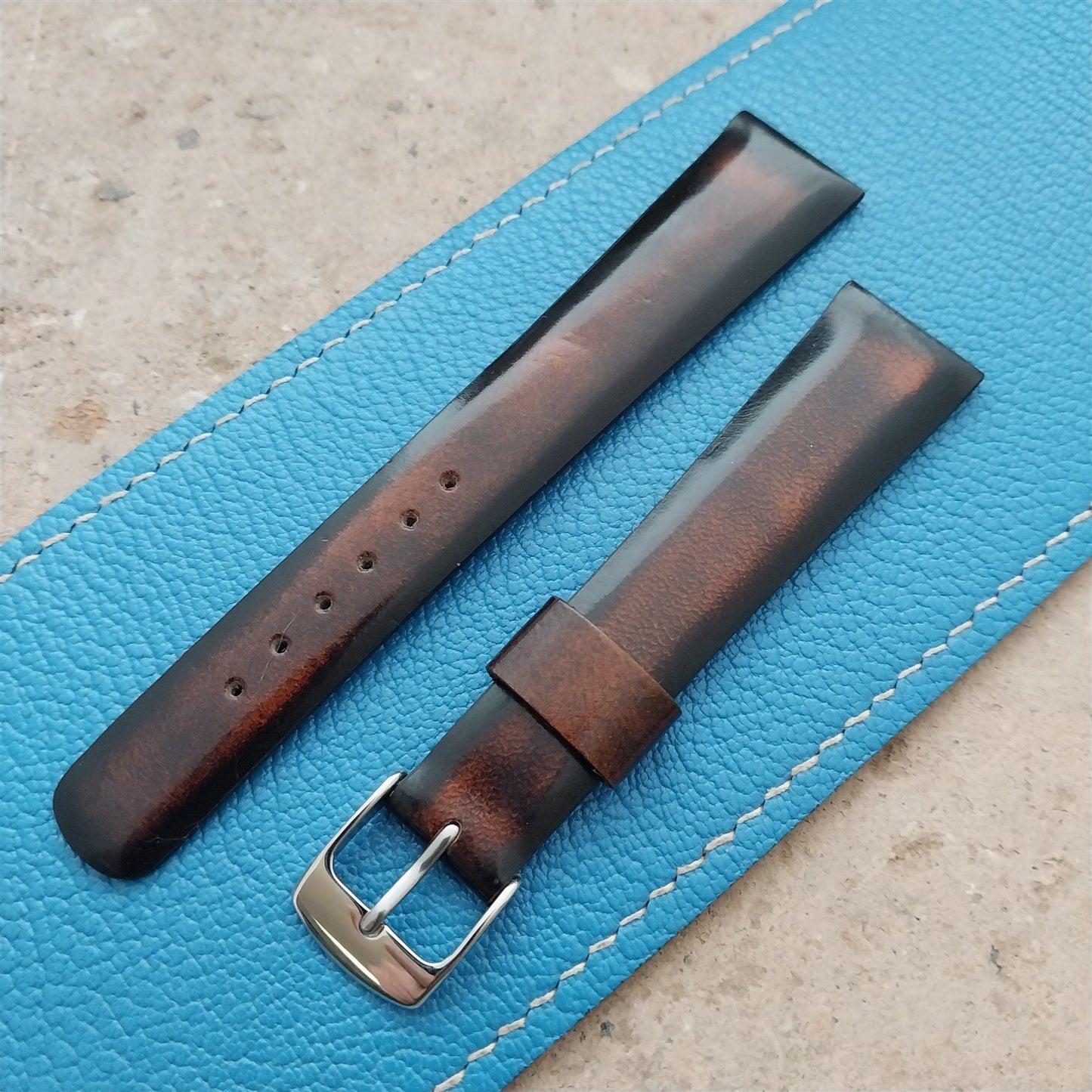 18mm Alexander France Antica Brown Fade Leather 1960s Vintage Unused Watch Strap