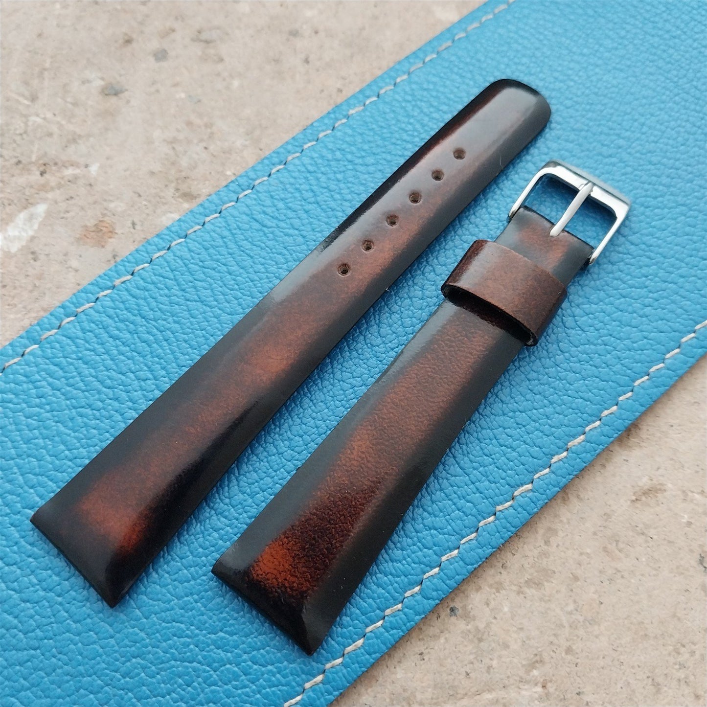18mm Alexander France Antica Brown Fade Leather 1960s Vintage Unused Watch Strap