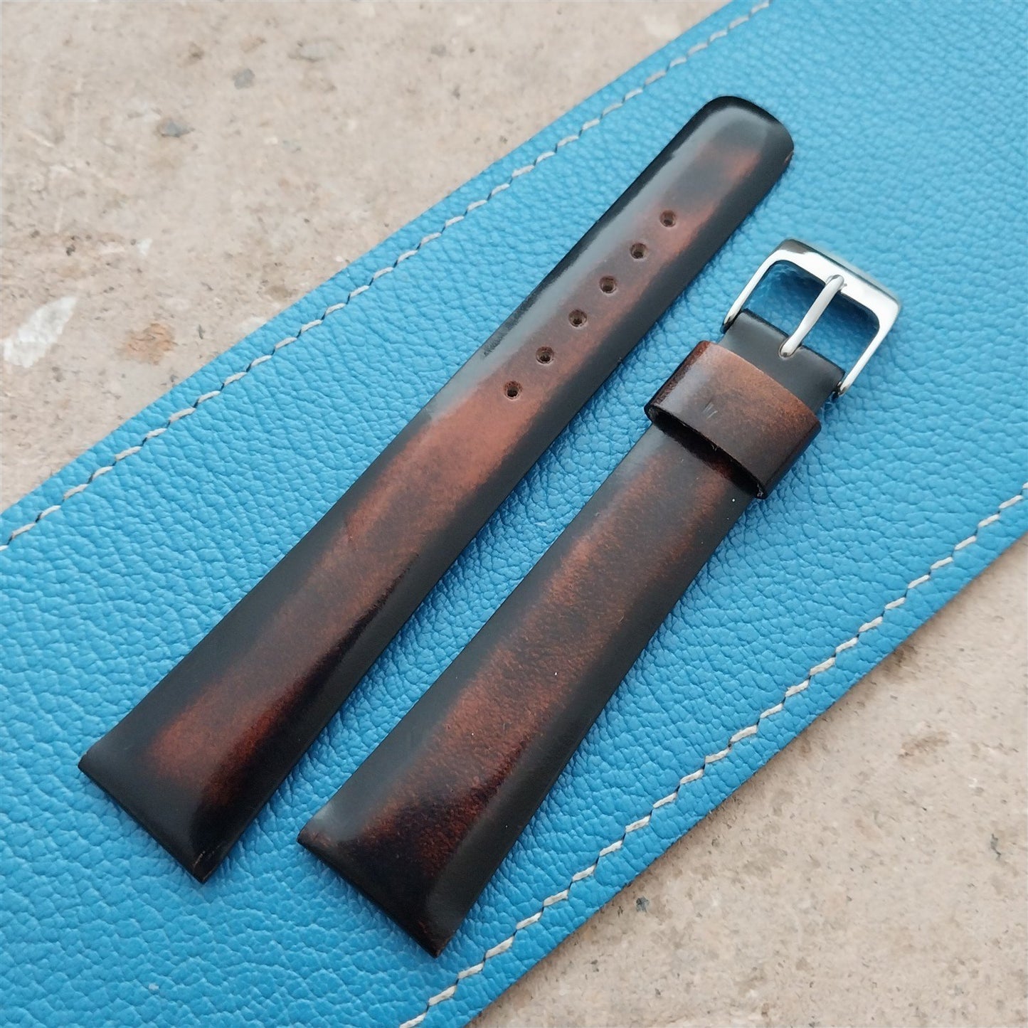 18mm Alexander France Antica Brown Fade Leather 1960s Vintage Unused Watch Strap