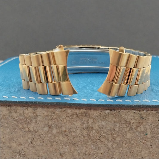 20mm Curved-End Yellow Gold-Tone President Speidel Hirsch nos Watch Band