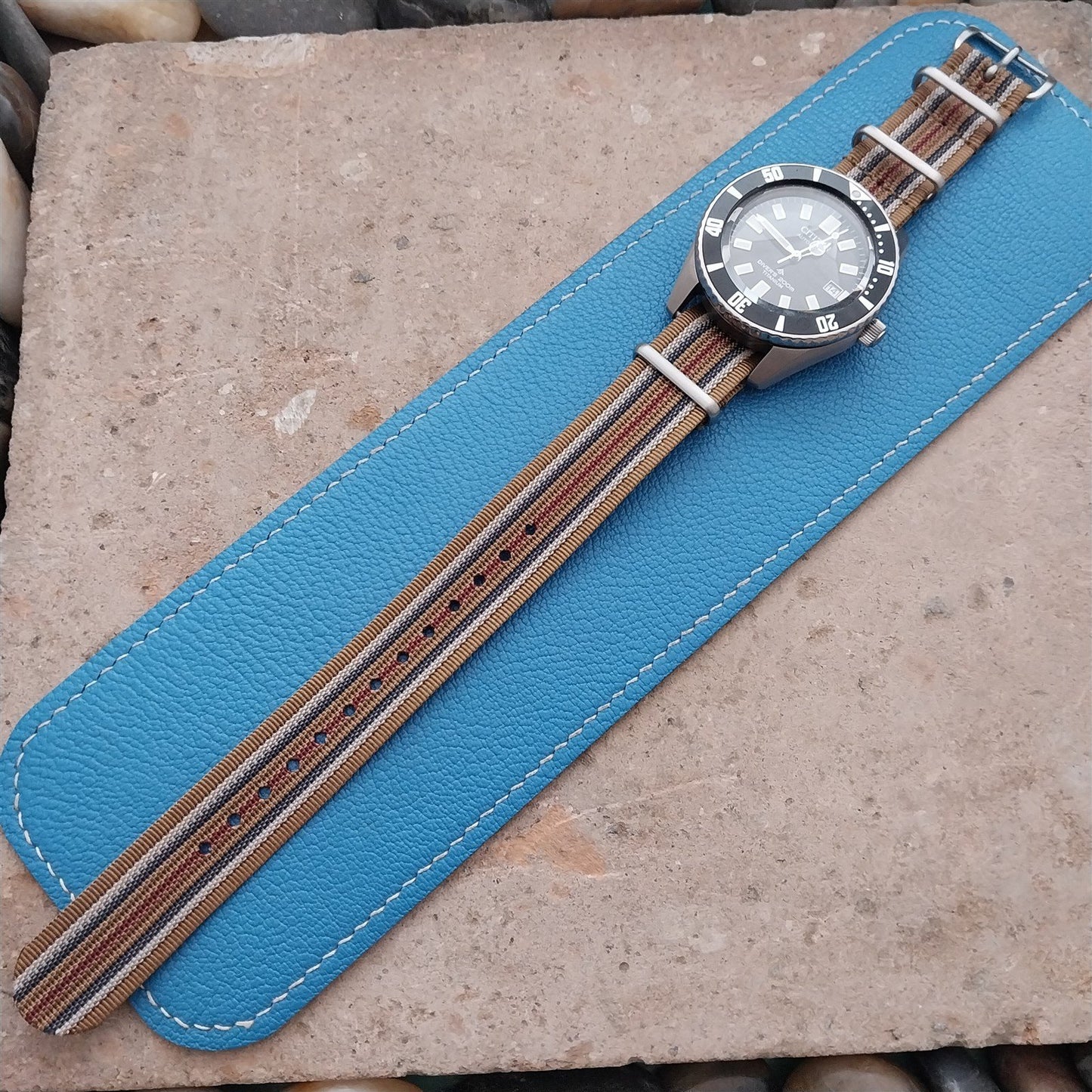 19mm Ribbed Striped Nylon Classic G10 Watch Strap