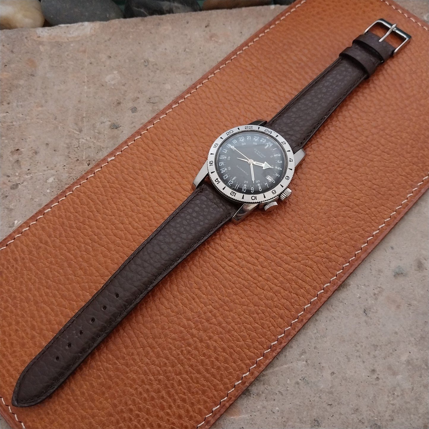 20mm Fleurus France Crushed Grain Calf Tapered 20/16 Watch Strap