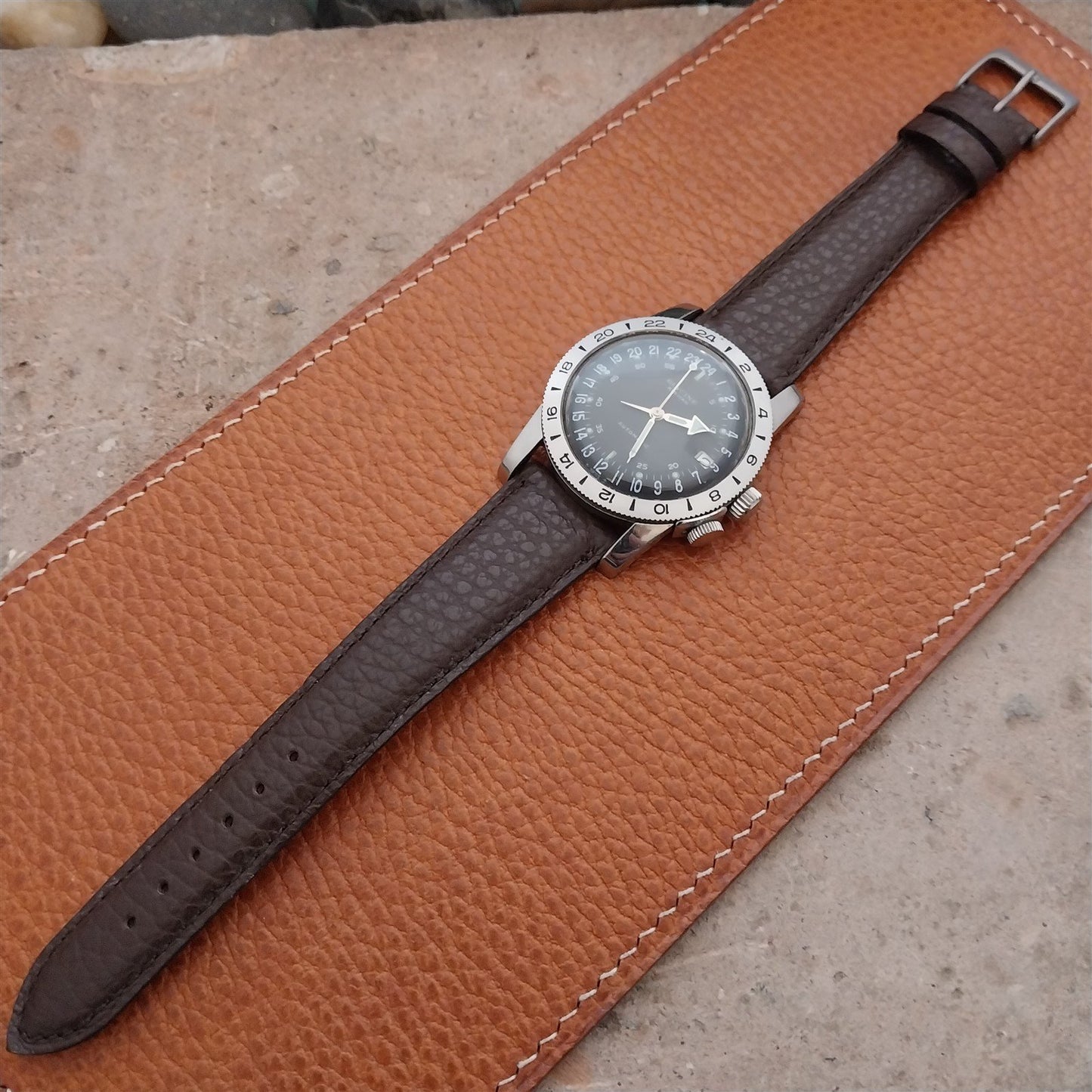 20mm Fleurus France Crushed Grain Calf Tapered 20/16 Watch Strap