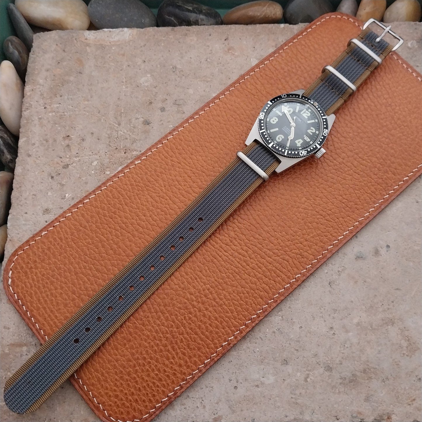 19mm Ribbed Striped Nylon Classic G10 Watch Strap