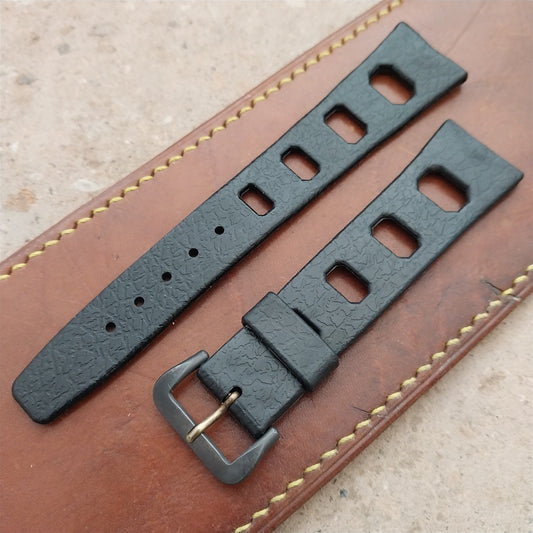 Vintage 20mm Classic Skindiver Black Unused Aqua GS Watch Strap & Brass Buckle