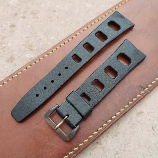 Vintage 20mm Classic Skindiver Black Unused Aqua GS Watch Strap & Brass Buckle
