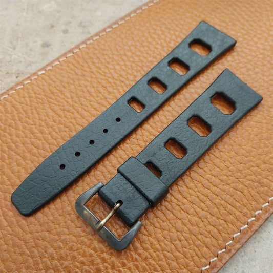 Vintage 20mm Classic Skindiver Black Unused Aqua GS Watch Strap & Brass Buckle