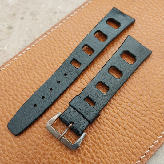 Vintage 20mm Classic Skindiver Black Unused Aqua GS Watch Strap & Brass Buckle