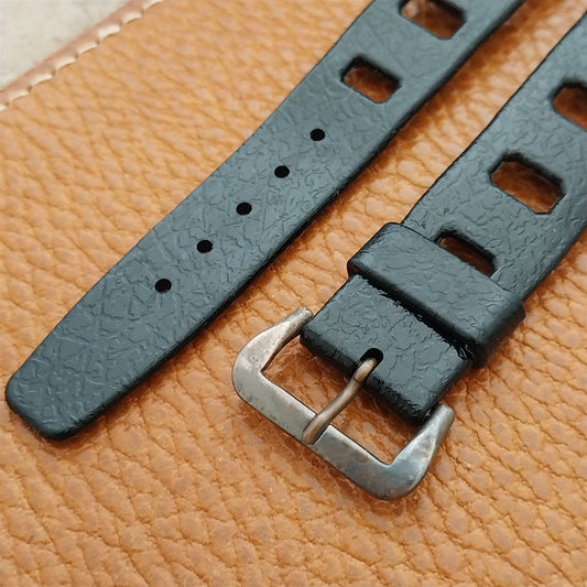 Vintage 20mm Classic Skindiver Black Unused Aqua GS Watch Strap & Brass Buckle