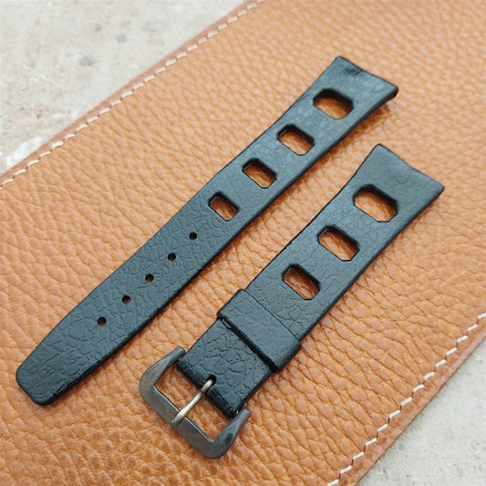 Vintage 20mm Classic Skindiver Black Unused Aqua GS Watch Strap & Brass Buckle