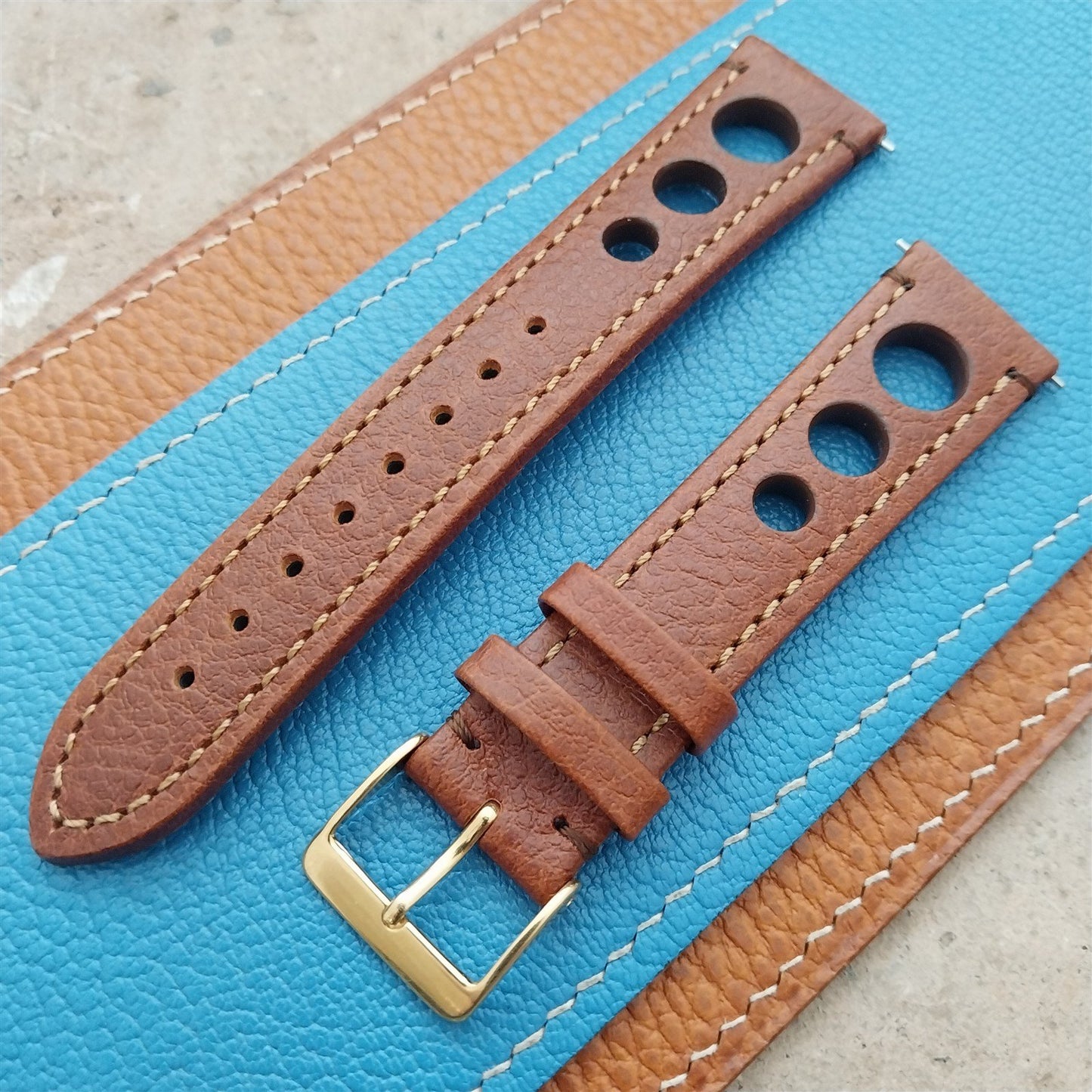 20mm Hirsch Rally Gold-Brown Buffalo Leather Unused 20/18 Watch Band