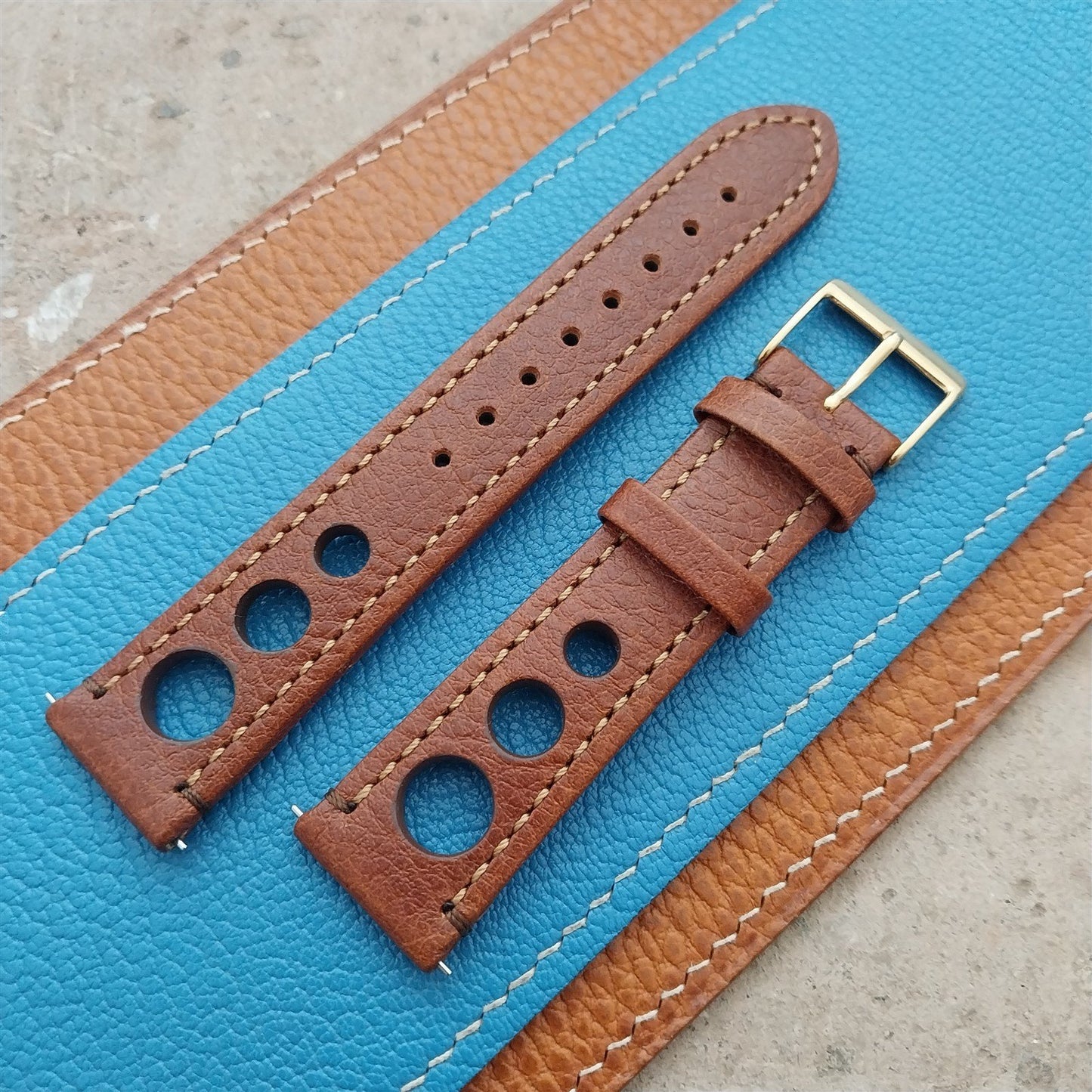 20mm Hirsch Rally Gold-Brown Buffalo Leather Unused 20/18 Watch Band