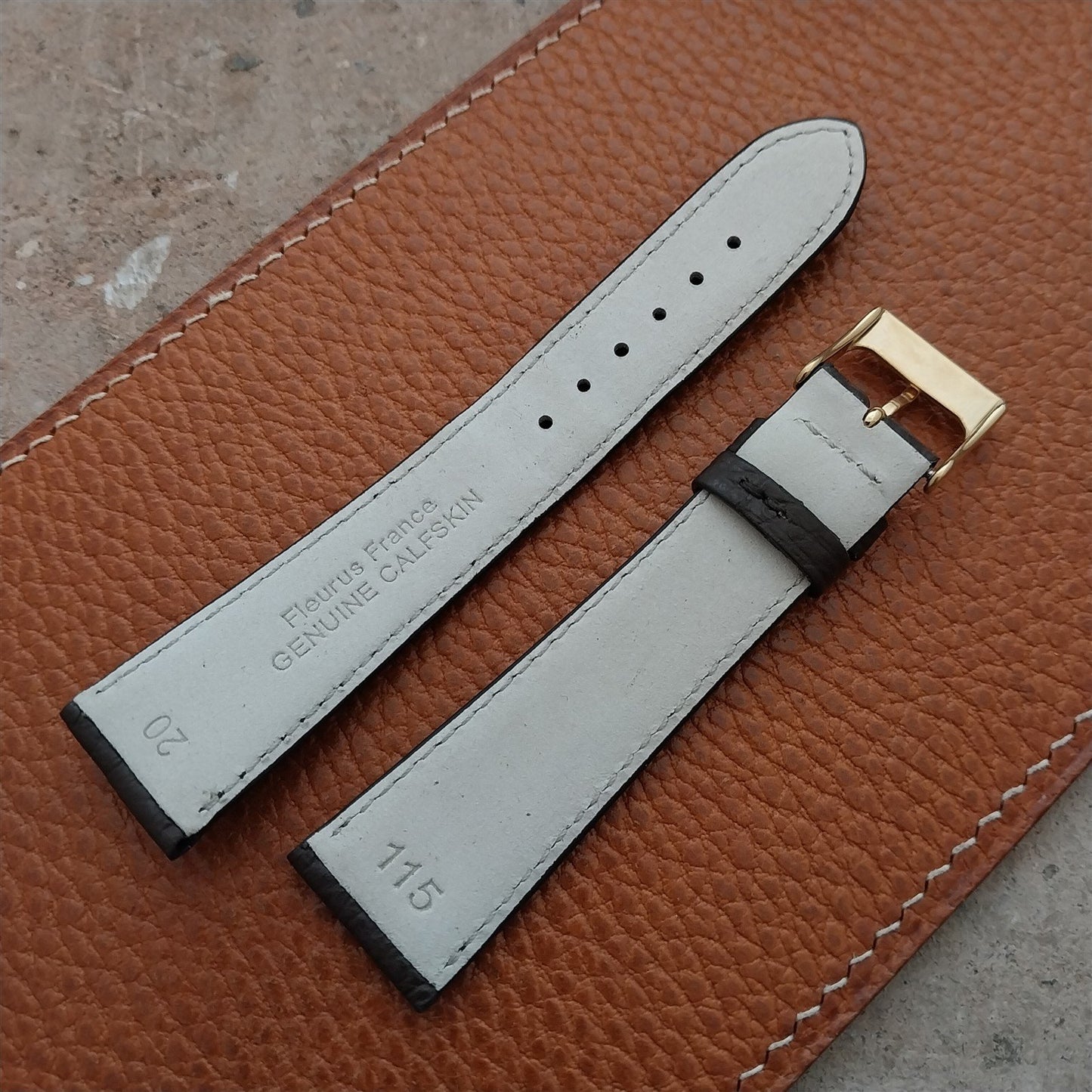 20mm Fleurus France Crushed Grain Calf Tapered 20/16 Watch Strap