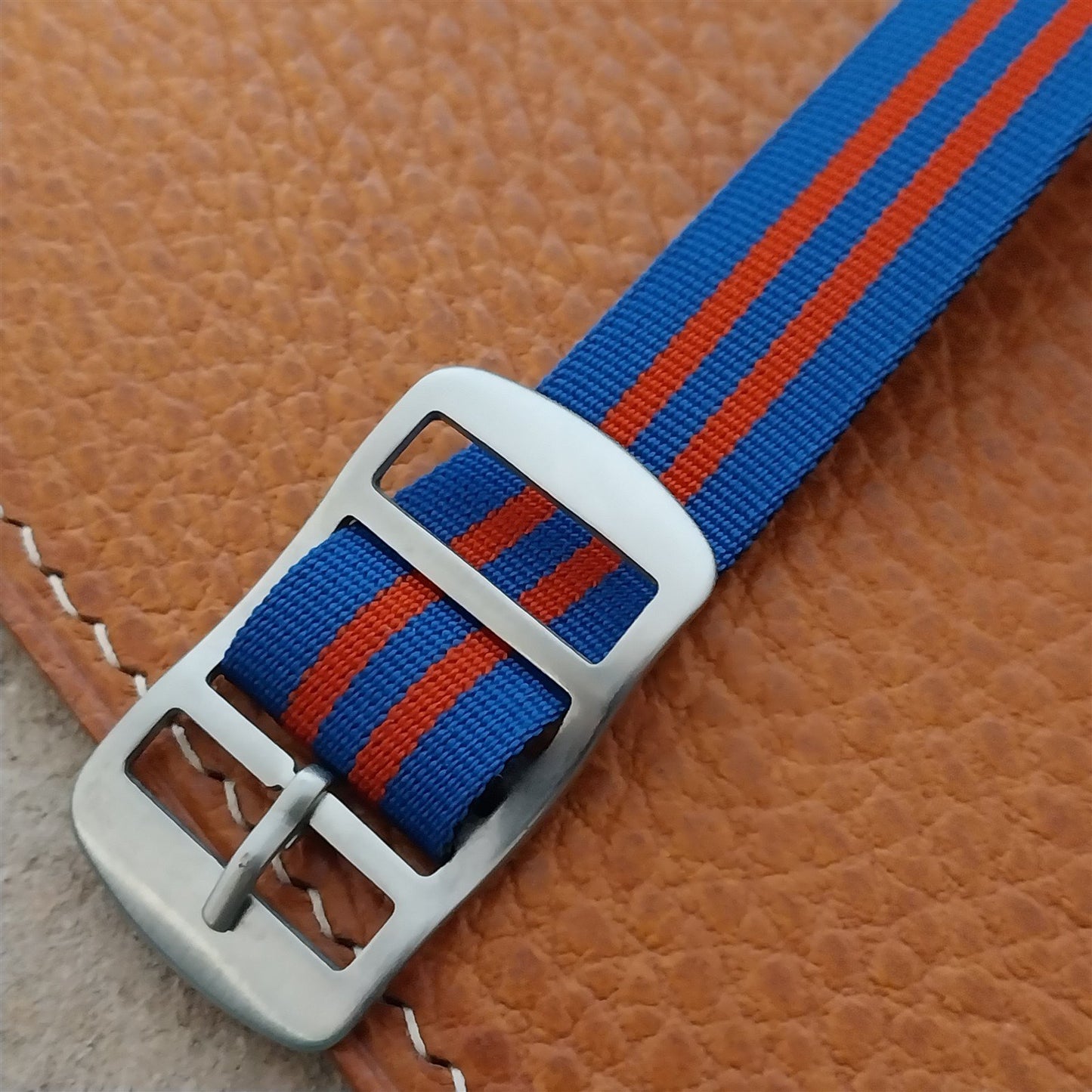 Vintage 16mm Perlon Reversible Striped 1960s Single Pass nos Unused Watch Band