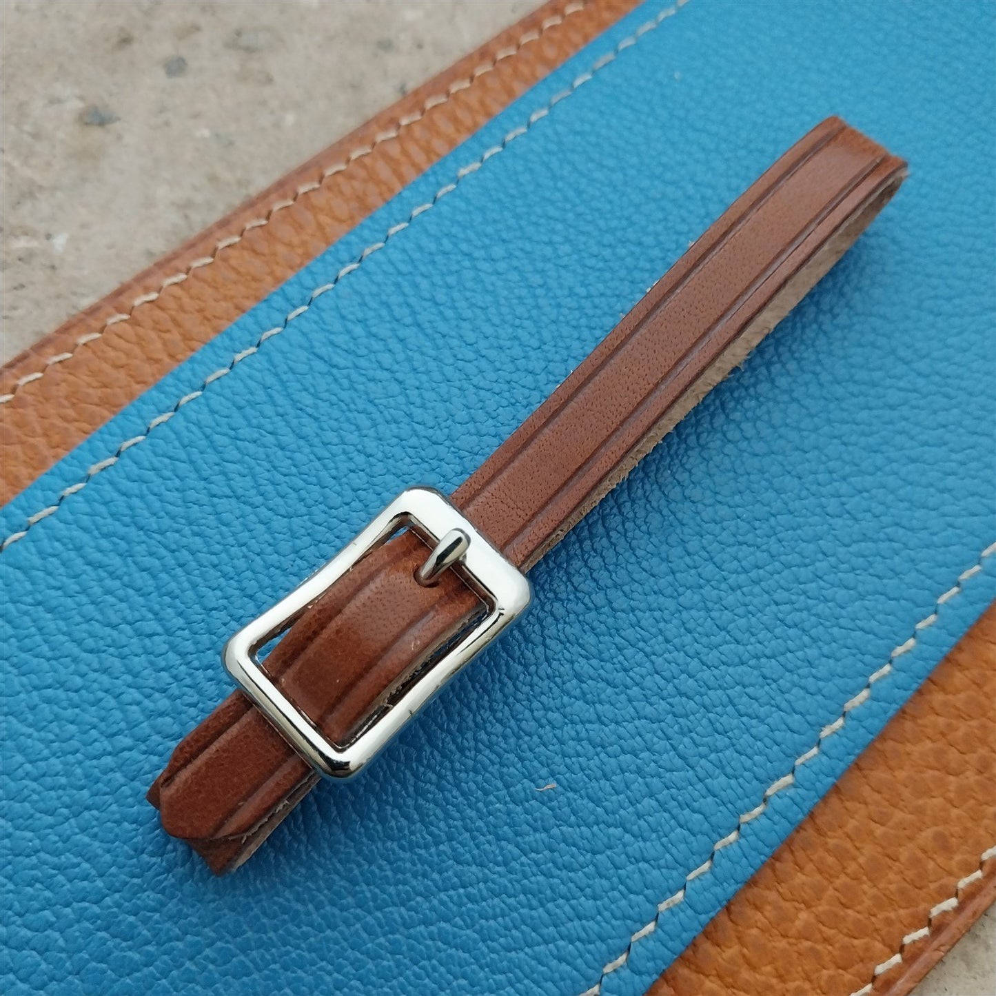 3/8" Brown Harness Leather Watch Fob Strap & Nickel Finish Buckle