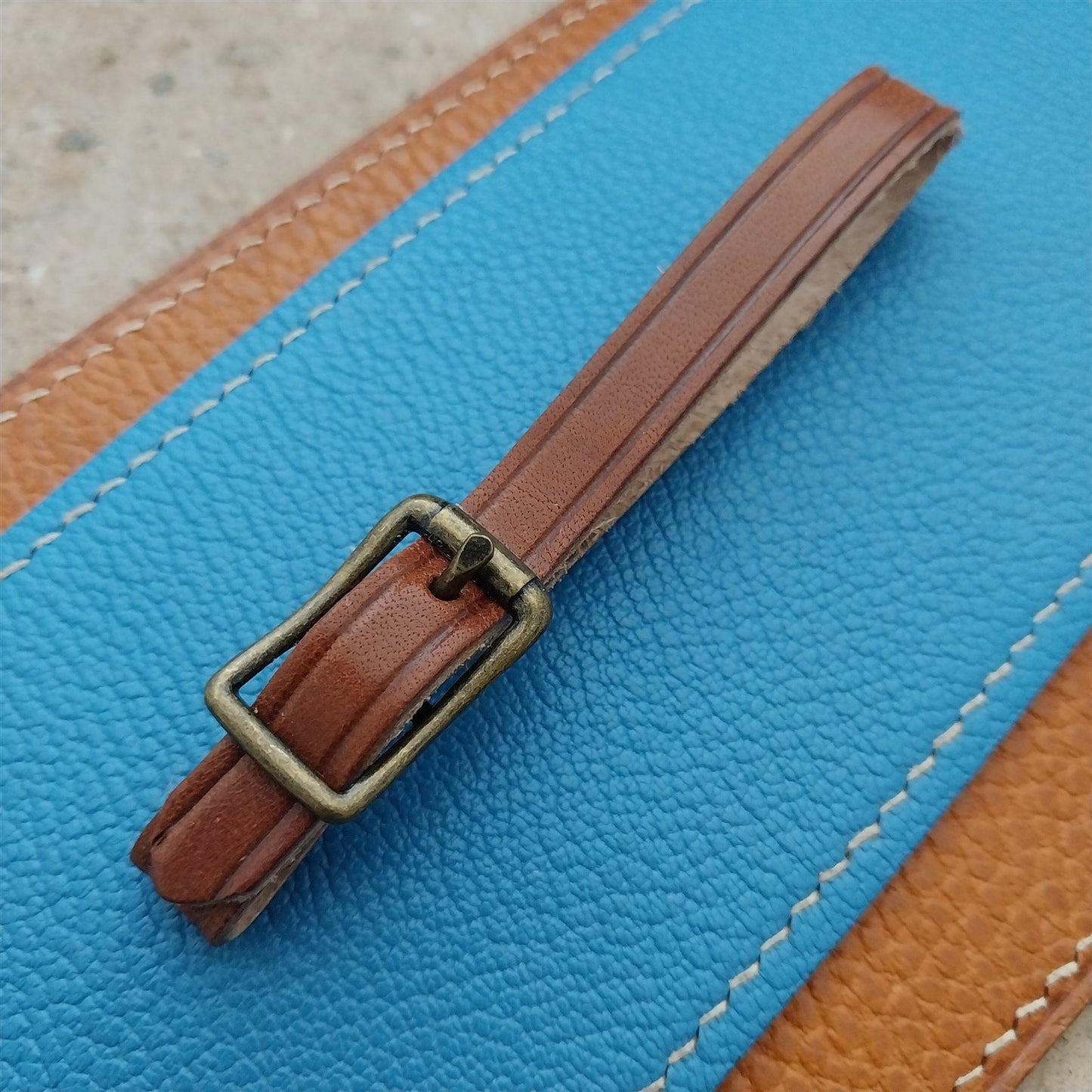 3/8" Brown Harness Leather Watch Fob Strap & Antique Brass Finish Buckle